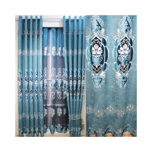 European new high-end good-looking gold Xuenier embroidered curtains living room bedroom window yarn made to order