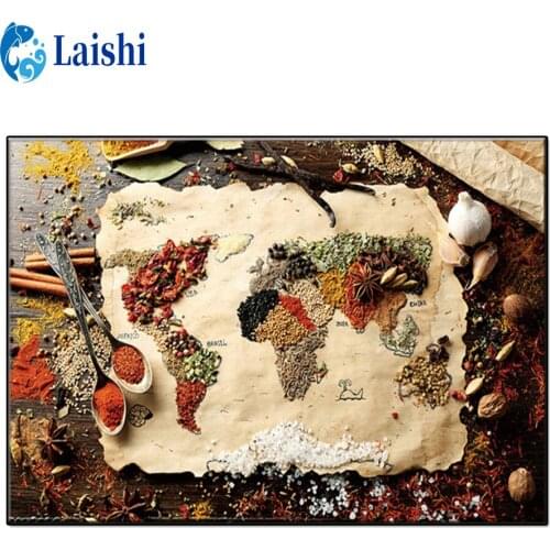 Kitchen decoration, spice map Full Diamond Painting Cross Stitch Mosaic 5D Diy full Square Round diamond 3d Embroidery Gift