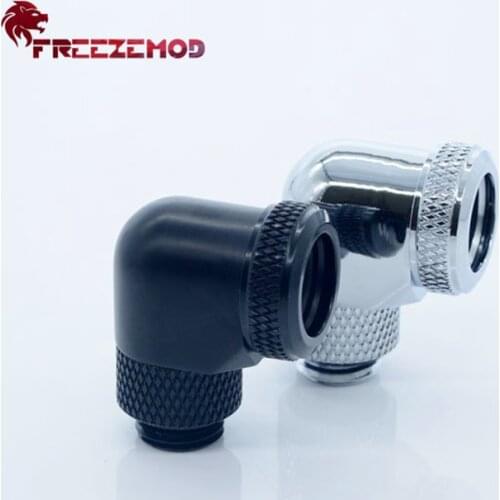 FREEZEMOD YGKN-L90 Brass Thread 90 Degree 360 Rotary Fitting Adapter 14mm Hard Tube G1/4 Computer Pc Water Cooler Fitting