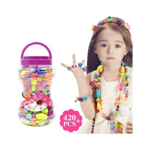 Pop Arty Handmade Beads Kit Development Kids Intelligence DIY Jewelry Necklace Ring Crafts Birthday Toy Gift No Rope Needed