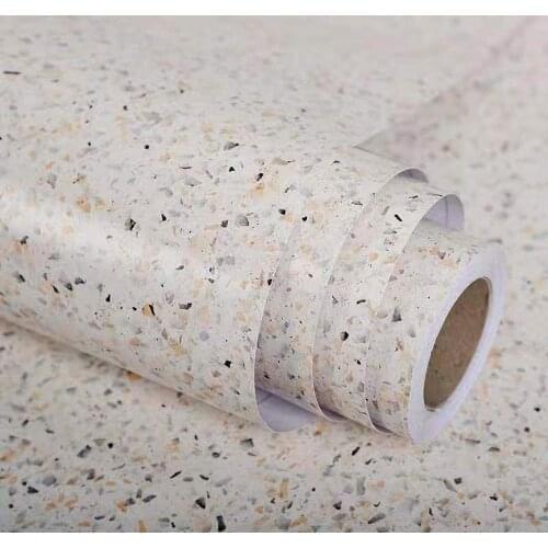 Beige Terrazzo Wallpaper Waterproof Oil-Proof Contact Paper PVC Self Adhesive Bathroom Kitchen Countertop Home Improvement