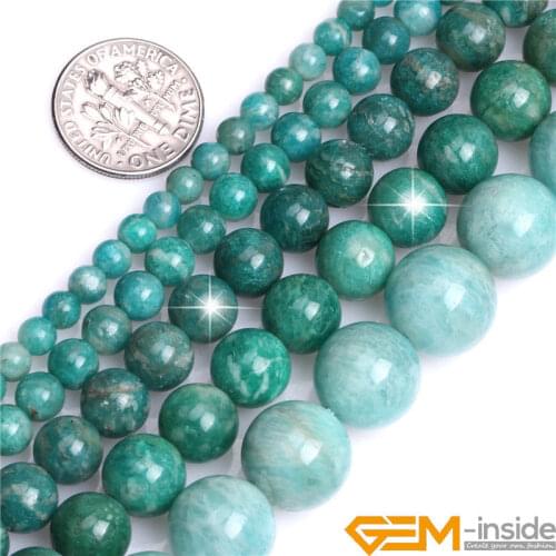 Natural Gem Stones 6mm 8mm 10mm Russian Amazonite Round Stone Loose Beads For Jewelry Making Strand 15" Free Shipping