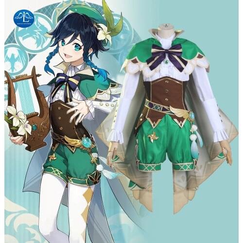 New Game Play Cross Dressing Hot Genshin Impact Wendy Venti Barbatos Cosplay Costume Halloween Black Friday Custom Made