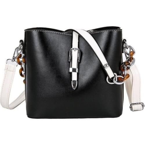 Solid Color PU Leather Crossbody Bags for Women Bucket Bag 2021 Trend Chain Handbags Female Travel Lady Branded Shoulder Bag