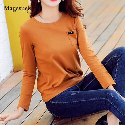 Autumn O-Neck Long-Sleeve Cotton Women Shirt New Loose Shirts Women 2020 Korean Fashion Slim Simple Women Shirts Blusas 10712