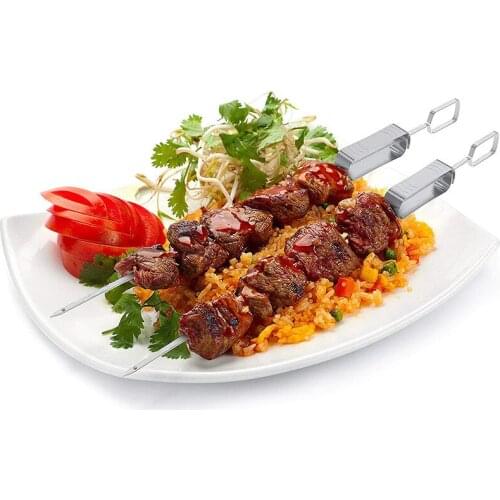 YOMDID 1PC Creative Barbecue Skewer Flattened Meat String Stainless Steel Roast Stick For Picnic Barbecue Camping BBQ Tools