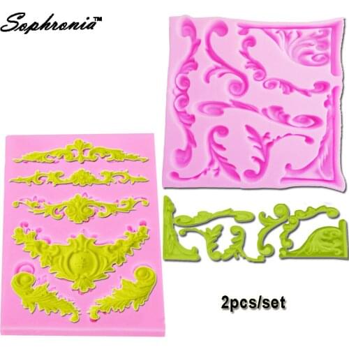 Sophronia Retro Relief Flower Silicone Mold Cake Decoration Fondant Cake 3D FDA Border Chocolate Moulds Baking Tools C097