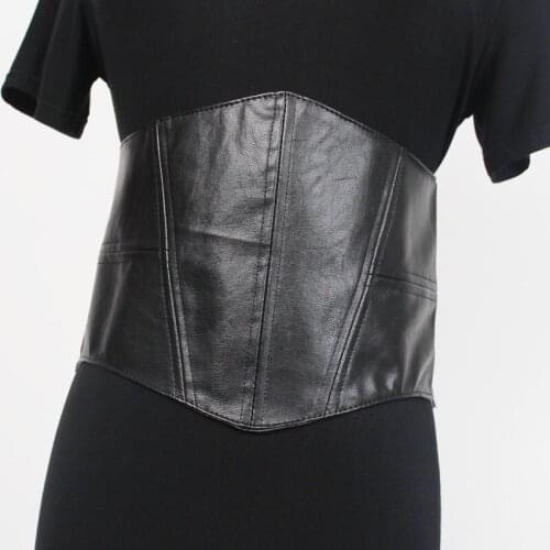 Brand Black Pu Leather Waist Belt For Women Wide Belt Personality Waistband Fashion All-match Spring Elastic ceinture Strap 2021