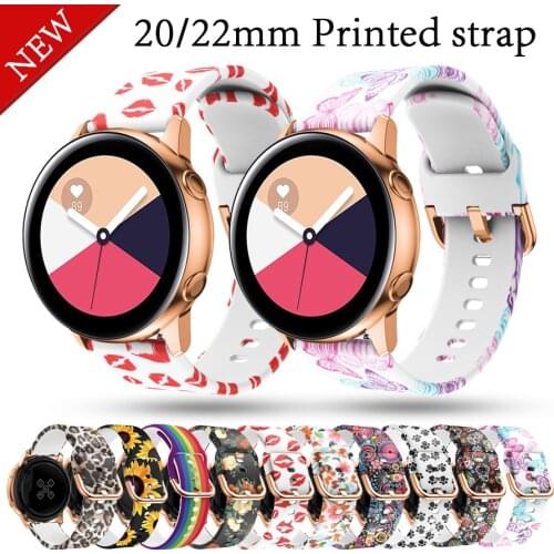 20/22mm Printing Silicone Watchband Strap For Garmin Forerunner 645 245/Huawei Watch GT/GT2 46mm/Samsung galaxy watch3 45mm Band