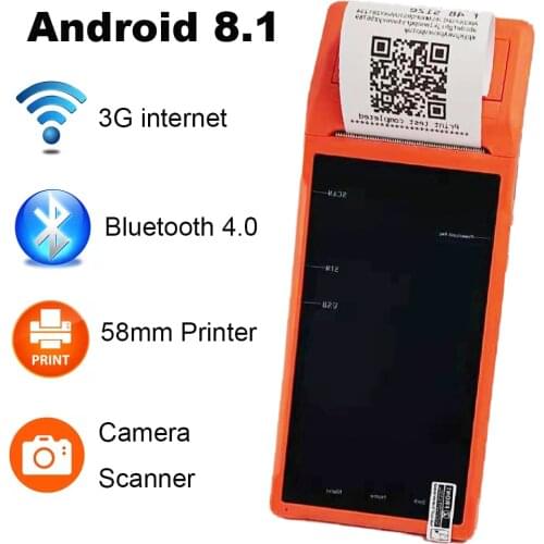 GOOJPRT Handheld POS Terminal Android 8.1 PDA With 58mm Bluetooth Thermal Receipt Printer 3G WiFi Mobile Order POS Terminal