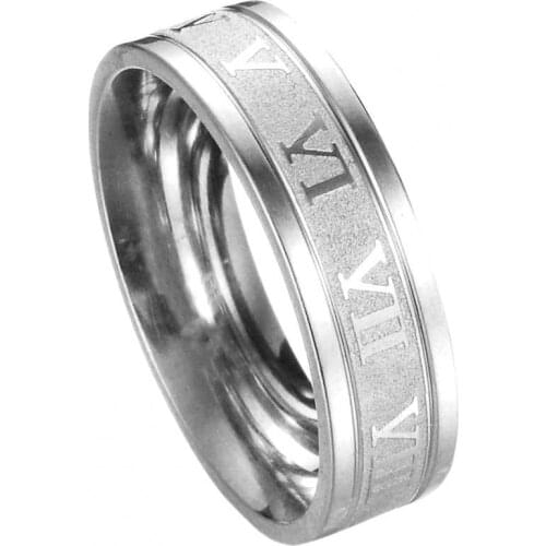 Wide Roman Numeral Men Ring Stainless Steel Simple Smooth Finger Ring Fashion Jewelry