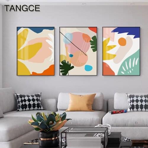 Nordic Yellow Green Canvas Colorful Plant Leaf Painting Minimalism Posters Prints Wall Art Pictures for Living Room Decoration
