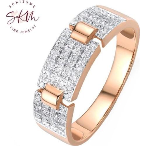 SKM AAA rings for women Vintage 14k rose gold rings Engagement rings designer Promise gift for wife Luxury Jewelry