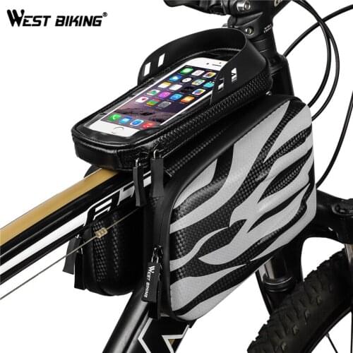 West Biking Bicycle Front Bag Doube Side Refective Bike Tube Bag Bicycle Bag Mobile Phone Touch Screen Waterproof Bike Bags