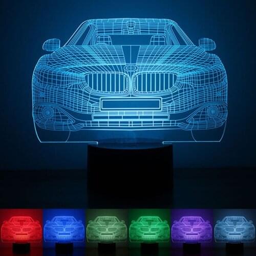 3D Night Light USB Powered Car LED Desk Lamp Touch Key Decoration Atmosphere Light Use Home Hotel Party Holiday