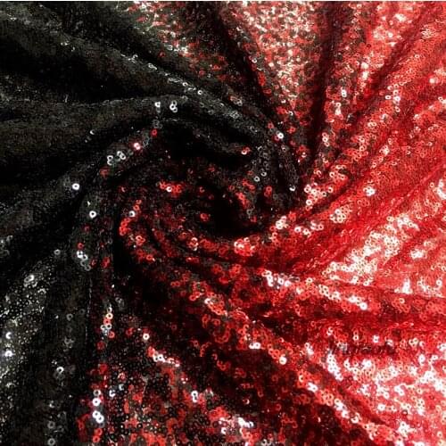 Red and black gradient sequins fabric childrens wear DIY dress performance clothing sequin fabric Wedding costumes, fabrics