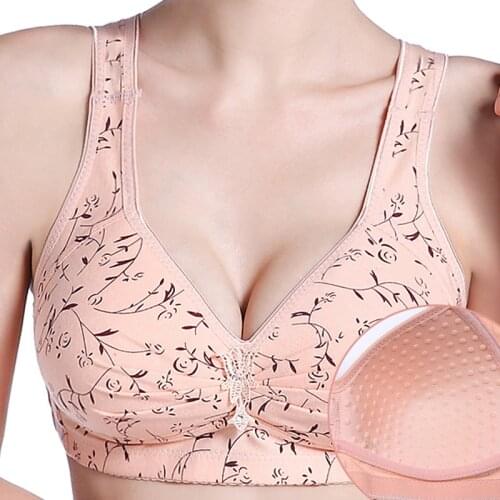 Spring new middle-aged and elderly color cotton thin vest-style bra simple and comfortable without steel ring buckle plus size