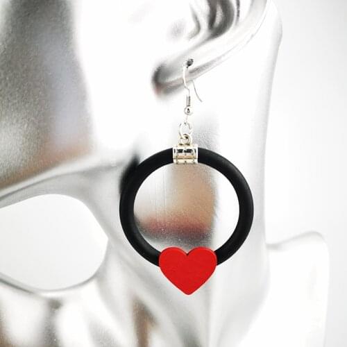 UKEBAY New Heart Drop Earrings Women Fashion Jewelry Rubber Meterial Birthday Gift Round Earrings Wood Earring Jewellery A Pairs
