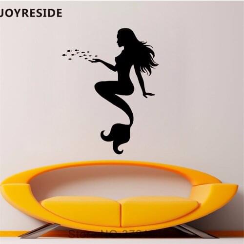 JOYRESIDE Mermaid Beautiful Wall Decal Girl Sea Animals Wall Sticker Vinyl Decal Home Girls Bedroom Decor Interior Designed A729