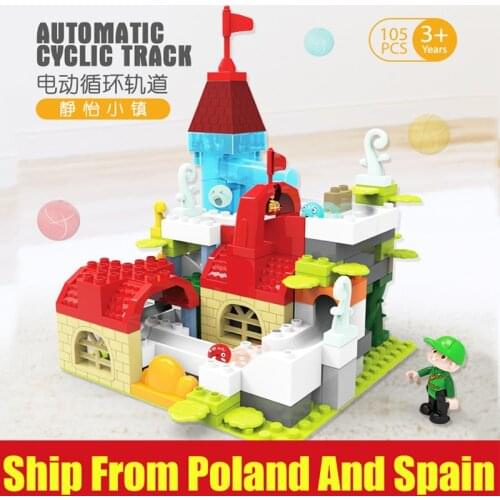 Yeshin Marble Race Run Block The Town Compatible With Duplped Building Blocks Big Size Bricks DIY Toys Gifts For Kids