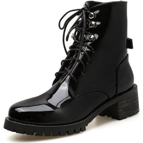 Chunky motorcycle boots for women platform Ankle boots Ladies punk boots Autumn winter Short boots shoes schoenen vrouw LJB194