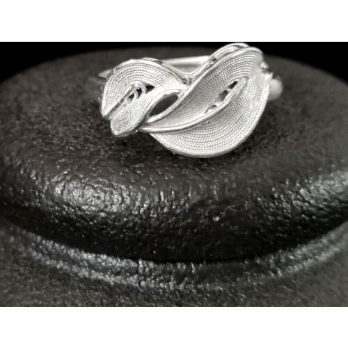 Basitee Leaf 999 Sterling Silver Rings For Women Adjustable Engagement Ring Female Wedding Luxury Jewelry Handmade Fashion Hoops