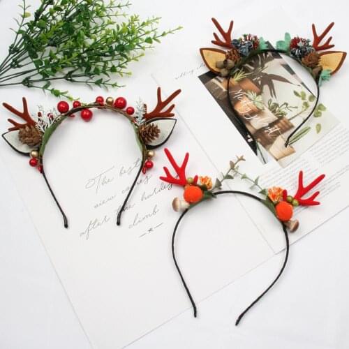 1PCS 2020 Christmas New Antler headband sen flower headban