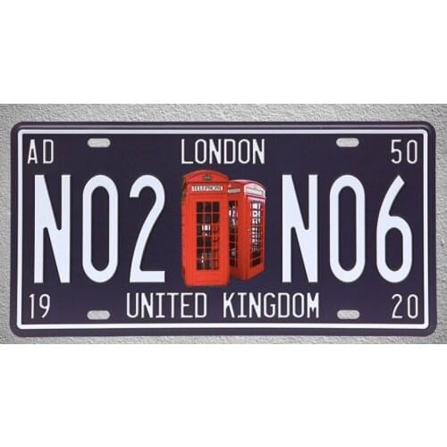 1 pc London United Kingdom Britain Car license Tin Plates Signs wall man cave Decoration Metal Art Vintage Poster