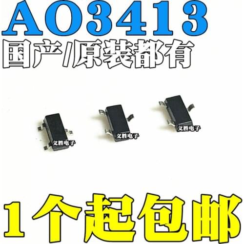 3PCS New and original AO3413 MOS Field effect tube SOT23 P 20V 3A Stick the MOS transistor P channel, SOT - 23-20 v / 3 a p-chan