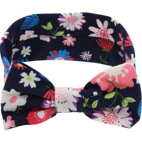 5 pair / lot , springtime floral cotton messy bow headwrap headband hair accessories