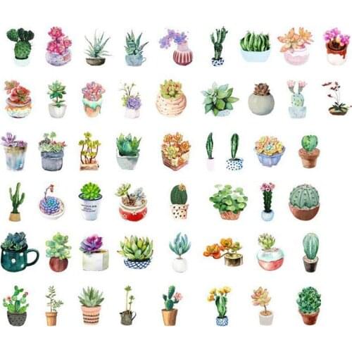 50Pcs / Box New Sweet Succulent Label Seal Diary Paper Stickers Crafts And Scrapbook Stickers Decoration Lifelog DIY Stationery