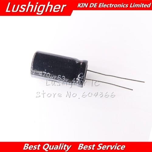 10Pcs 63V 470UF 13*25mm 63V470UF 13x25 mm Aluminum Electrolytic Capacitor DIP