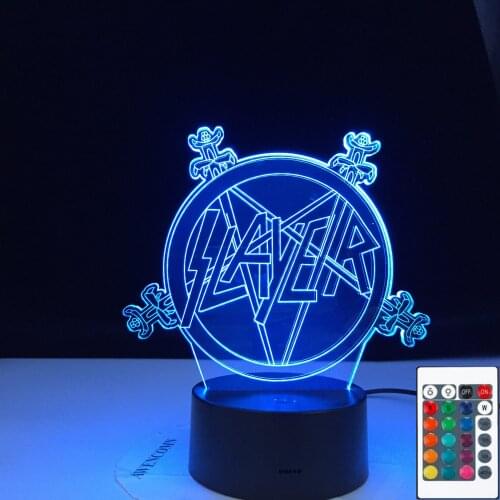 American Thrash Metal Band Slayer Logo Night Light Led Touch Sensor Color Changing Nightlight for Home Decor Event Prize Lamp