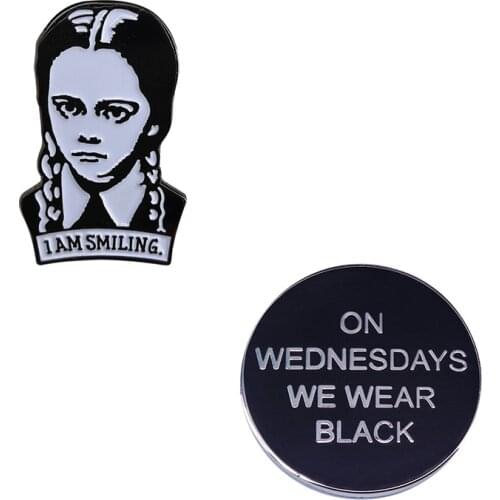 Wednesday Addams pin Darker Colour Lapel Brooches Gothic dark healing movies lovers gift