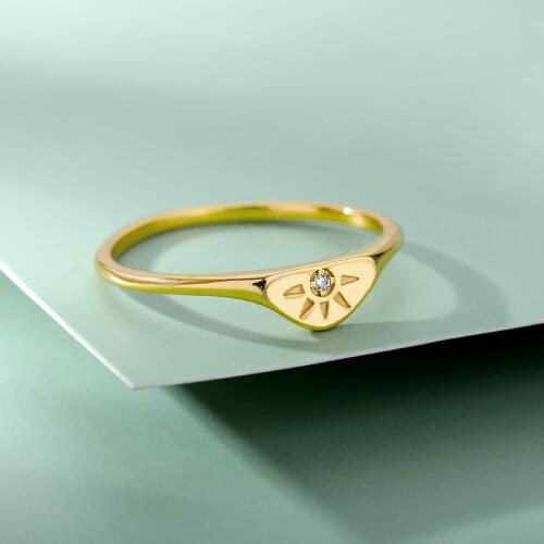 ICFTZWE Cute Zircon Sunshine Rings For Women Men Stainless Steel Gold Ring Charm Minimalist 2021 Trend Aesthetic Jewelry Gift