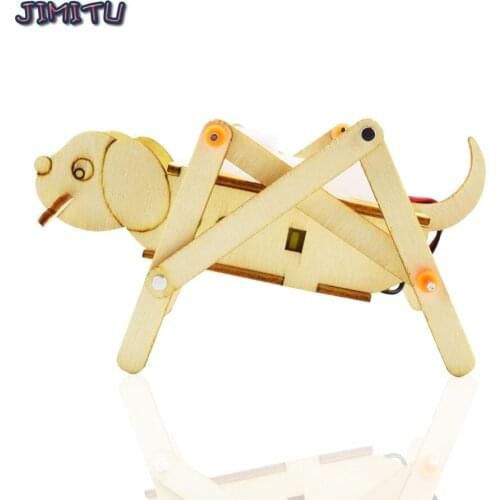 Science Toys Crawling Dog DIY Electronic Kit Learning Educational Toys for Children Wooden Stem Kit Innovation Experiment Set