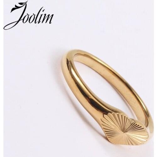 Joolim High End 18K Gold PVD Fashionable Burst Heart Rings for Women Stainless Steel Jewelry Wholesale