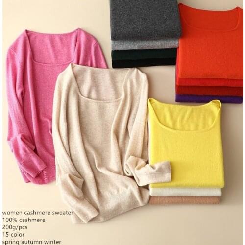 Naizaiga 100% cashmere square collar solid standard red orange white girl women fashion sweater , RPFS400