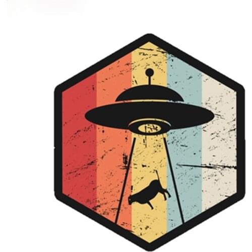 Creative Design Vintage Retro UFO Alien Abduction Icon Car Sticker PVC Coloful Decals Motorcycle Accessories Waterproof Decal