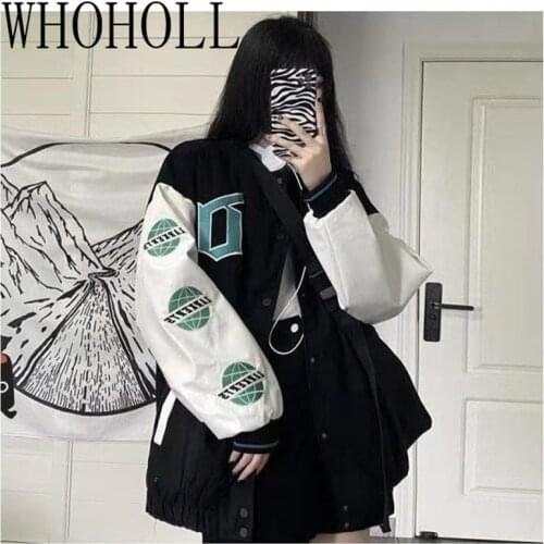 2021 New Street Jacket Women Embroidery Baseball Uniform Spring Autumn New Vintage Punk Korean Loose Couple Bomber Jacket Men