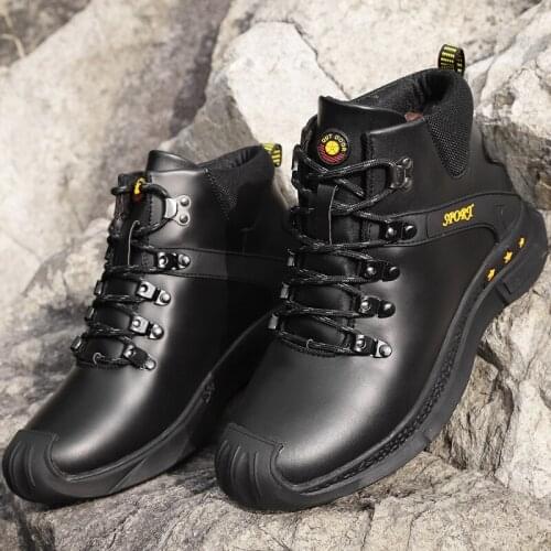 Winter Snow Boots Men Sneakers Genuine Leather Warm Fur Ankle Boots Casual Shoes Mens Military Tactical Work Boots Cowboy Botas
