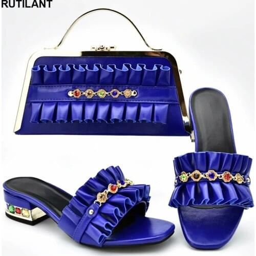 New Italian Ladies Shoes and Bags To Match Set Decorated with Rhinestone Wedding Shoe and Bag Sets Italian Elegant Crystal Shoes