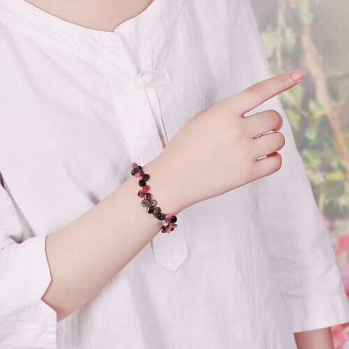 Wholesale Natural Tourmaline Stone Bracelets Crystal Water Drop Shape Beads Bracelet for Women Girl Wrist DIY fashion Jewelry