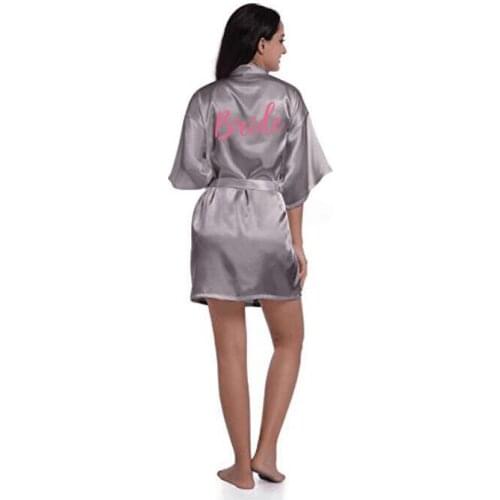 Sexy grey silver robe kimono bridal pajamas wedding robe bridesmaid matron maid of honor sister mother of the bride robes