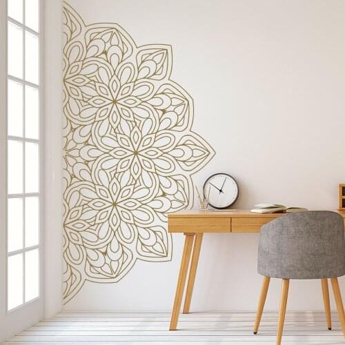 Half Mandala Wall Stickers Zen Lotus Flower Indian Style Bedroom Home Furnishing Decorative Vinyl Removable Wall Decals Z549