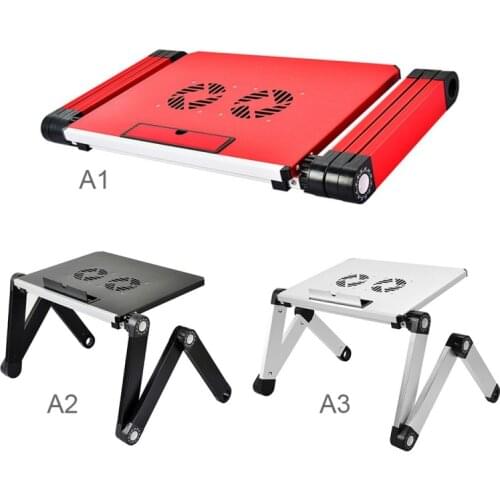 Adjustable Aluminum Laptop Bed Tray Desk Ergonomic TV Bed Lapdesk Tray PC Table Stand Notebook With Mouse Pad Portable Hot
