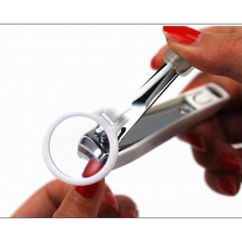 Nail care series multifunctional nail clipper with magnifier nail edge cutter magnifying glass with hand lens as manicure tool