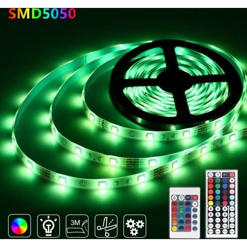 LED Light Strip 5050 Flexible Ribbon RGB Light Tape 24 44 Key IR Controller LED rgb TV Backlight Strip Lamp Decoration Lighting