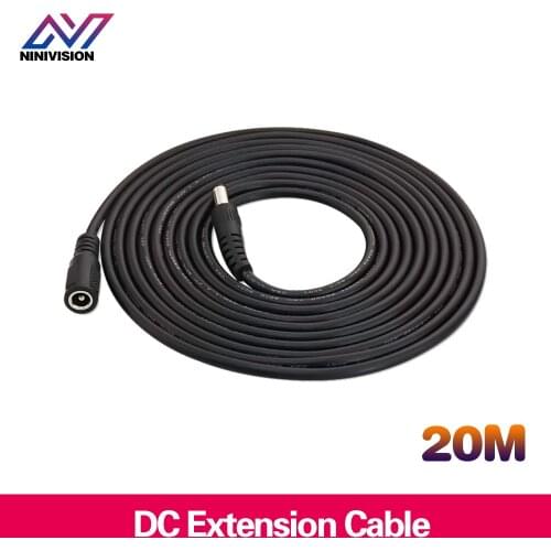 20 Meters DC 12V Power 10M Extension Cable 5.5mmx2.1mm DC Plug For CCTV Camera 12 Volt Extension Cord
