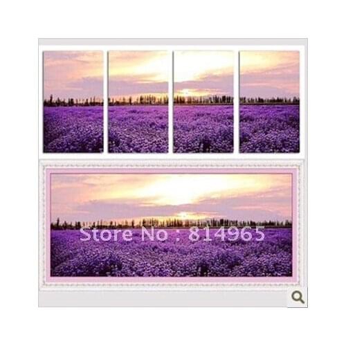 Embroidery 3 Sets (1 lot=3 Sets) Cross Stitch Four League Romantic Flowers Lavender Prairie Love Sea Aegean